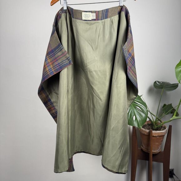 Vintage Wool Plaid Wrap Skirt | Tartan Winter Midi Skirt, USA Made - Picture 9 of 11